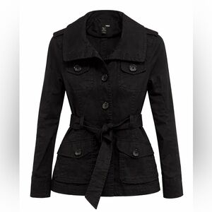 H&M Women's Black Belted Jacket size 8